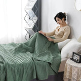 100x150cm Light Green 100% Cotton Waffle Blanket - Sleep Galleria