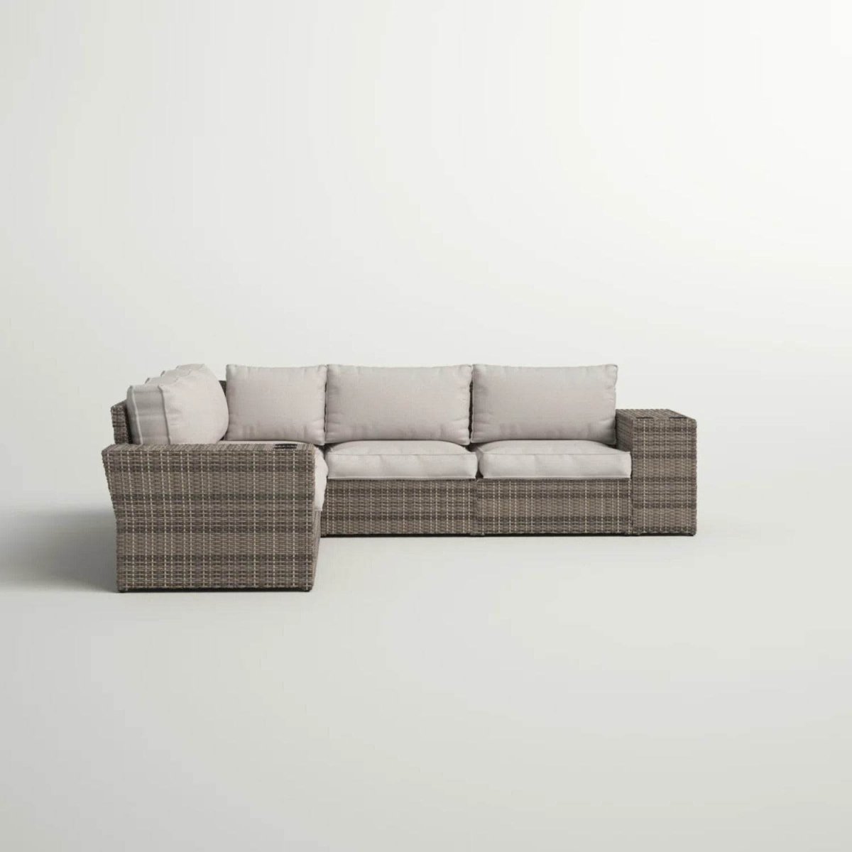 102 - Inch Grey Wicker Outdoor Patio Sectional With Cushions - Zenvia - Omega Lifestyles