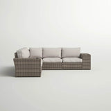 102 - Inch Grey Wicker Outdoor Patio Sectional With Cushions - Zenvia - Omega Lifestyles