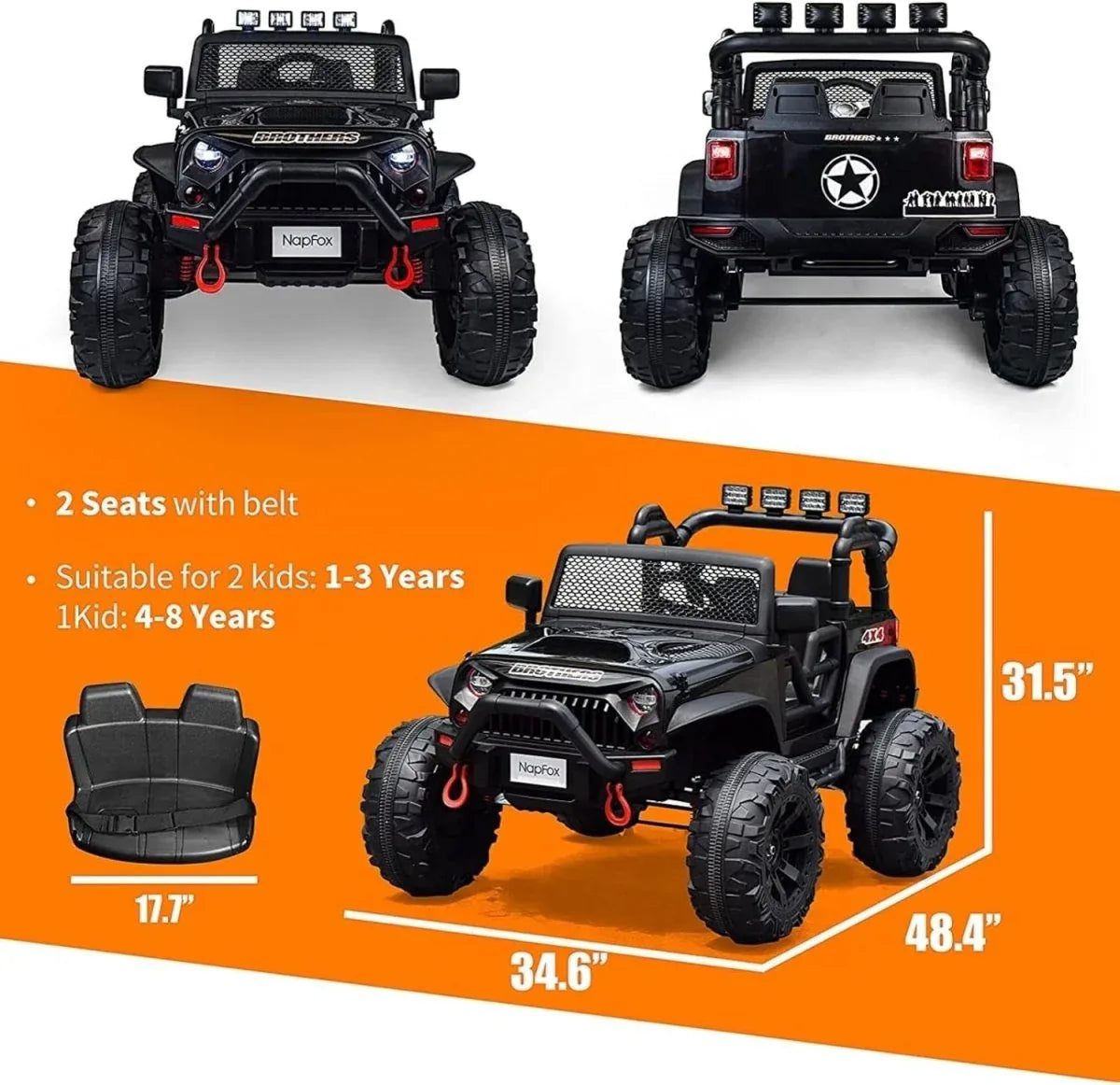 12V Remote Control 2-Seater Kids Electric Ride-On Car - Omega Lifestyles