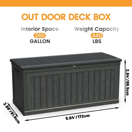 260 Gallon Waterproof Double - Wall Outdoor Deck Storage Box - Zenvia - Omega Lifestyles