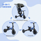 3-In-1 Adjustable Toddler Tricycle Push Bike With Canopy - Omega Lifestyles
