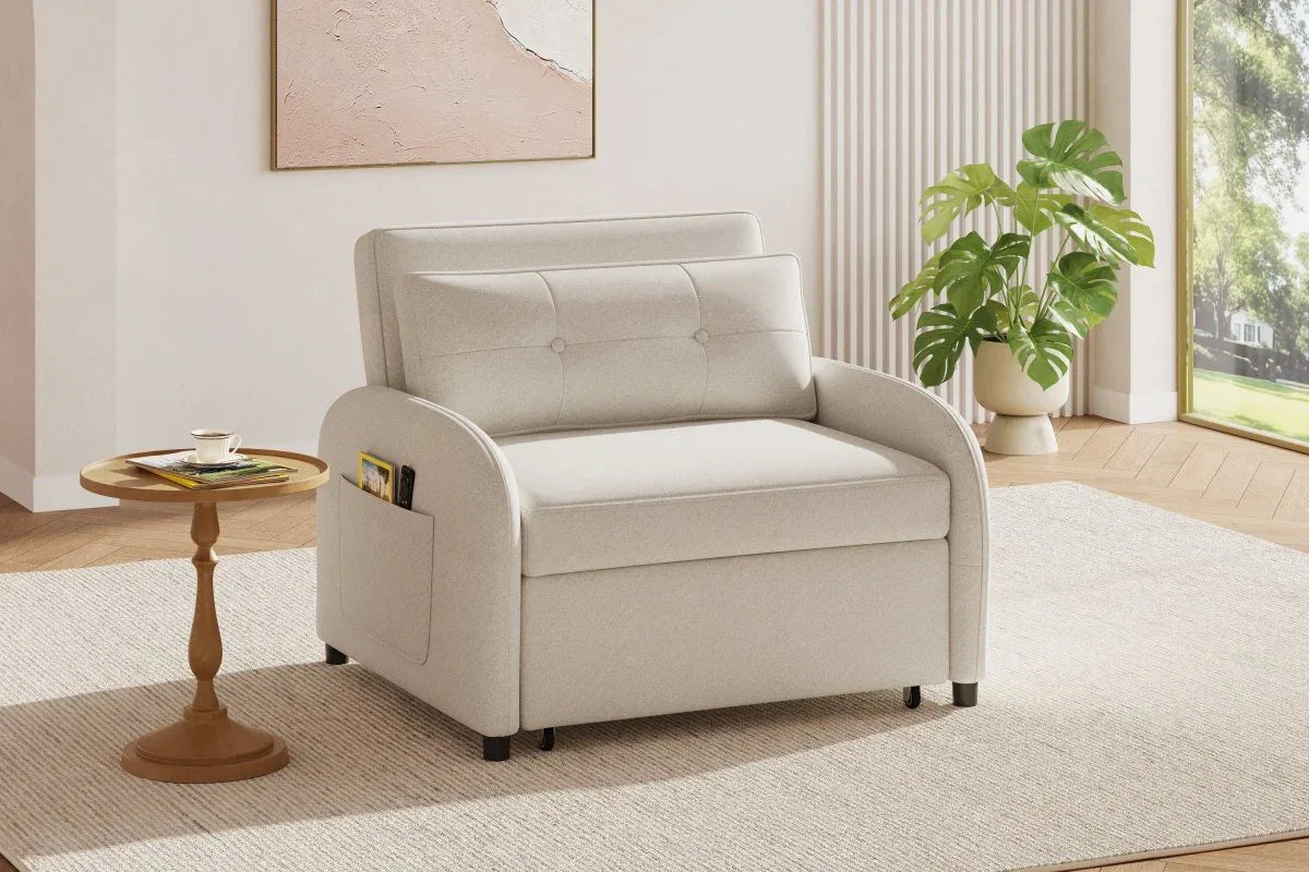 3-in-1 Convertible Cotton Linen Sleeper Sofa Bed - Omega Lifestyles