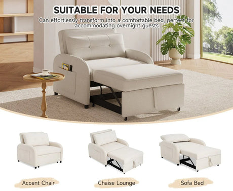 3-in-1 Convertible Cotton Linen Sleeper Sofa Bed - Omega Lifestyles