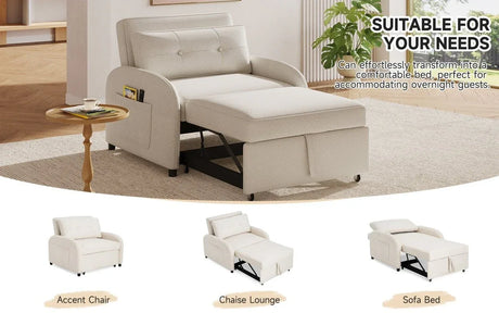 3-in-1 Convertible Cotton Linen Sleeper Sofa Bed - Omega Lifestyles