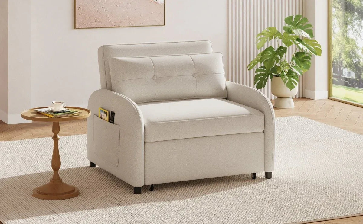 3-in-1 Convertible Cotton Linen Sleeper Sofa Bed - Omega Lifestyles