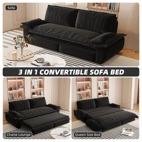 3 - In - 1 Convertible Velvet Sleeper Sofa Bed - Zenvia - Omega Lifestyles