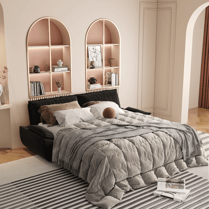 3 - In - 1 Convertible Velvet Sleeper Sofa Bed - Zenvia - Omega Lifestyles