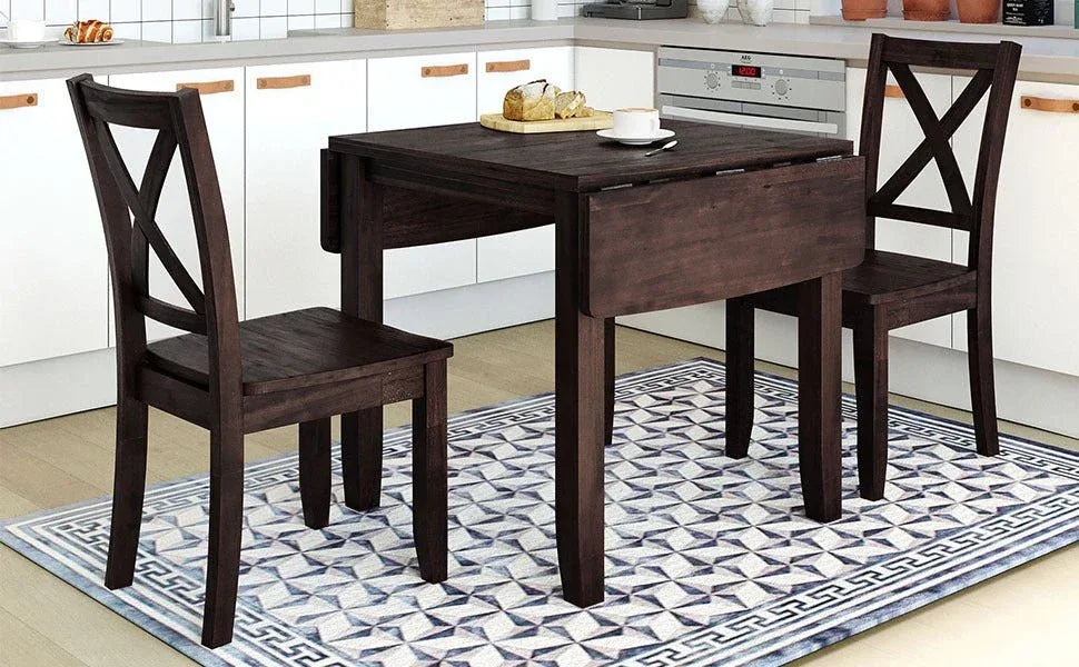 3-Piece Solid Wood Drop Leaf Breakfast Nook Dining Set - Omega Lifestyles