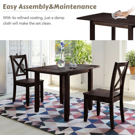 3-Piece Solid Wood Drop Leaf Breakfast Nook Dining Set - Omega Lifestyles