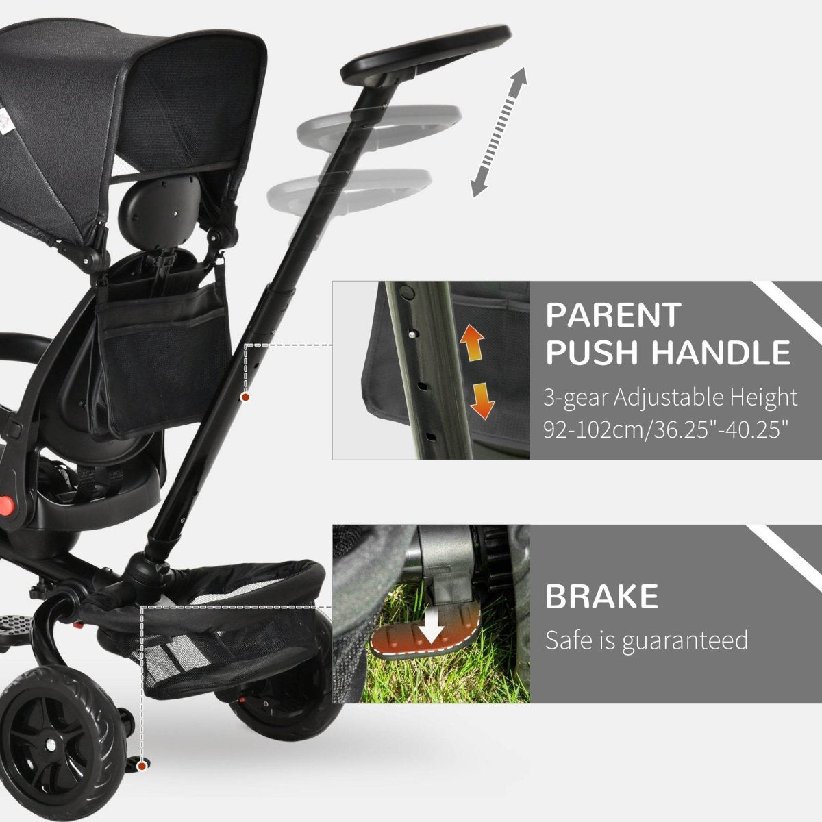 4 - in - 1 Adjustable Kids Tricycle With Safety Features - Zenvia - Omega Lifestyles