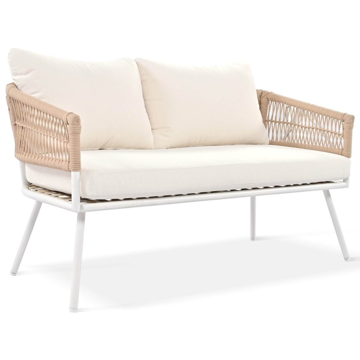 4 - Piece Boho Rope Patio Furniture Set With Acacia Table - Zenvia - Omega Lifestyles