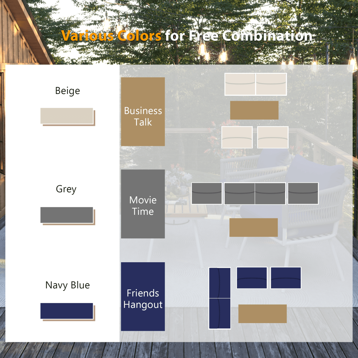 4 - Piece Boho Rope Patio Furniture Set With Acacia Table - Zenvia - Omega Lifestyles