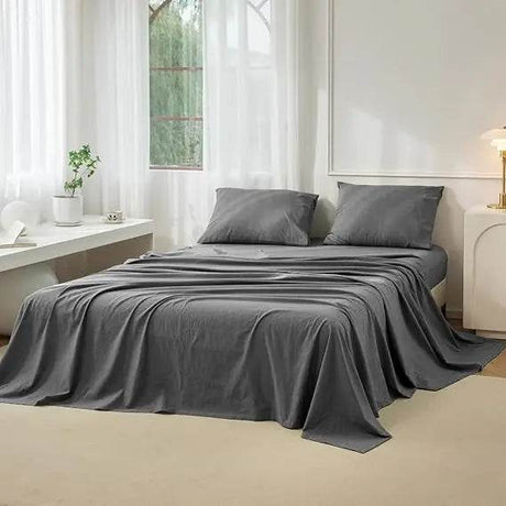 4-Piece Washed Cotton Sheet Set - Omega Lifestyles