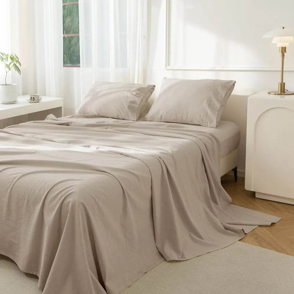 4-Piece Washed Cotton Sheet Set - Omega Lifestyles