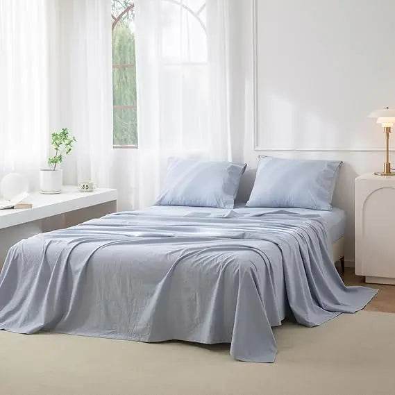 4-Piece Washed Cotton Sheet Set - Omega Lifestyles