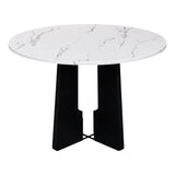 5-Piece Round Solid Wood MDF Dining Table Set With Upholstered Chairs - Omega Lifestyles