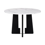 5-Piece Round Solid Wood MDF Dining Table Set With Upholstered Chairs - Omega Lifestyles