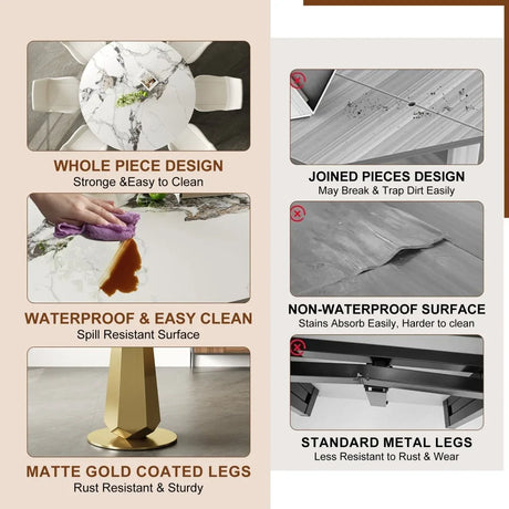 53-Inch Round Sintered Stone Dining Table Set With Chairs - Omega Lifestyles