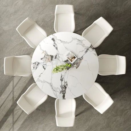 53-Inch Round Sintered Stone Dining Table Set With Chairs - Omega Lifestyles