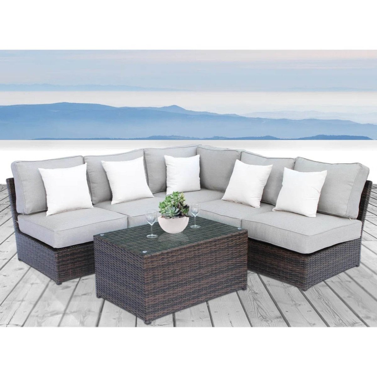 6 - Piece Modular Outdoor Seating Group With Cushions - Zenvia - Omega Lifestyles