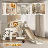 7 - in - 1 Indoor Toddler Slide Playset With Climber - Zenvia - Omega Lifestyles