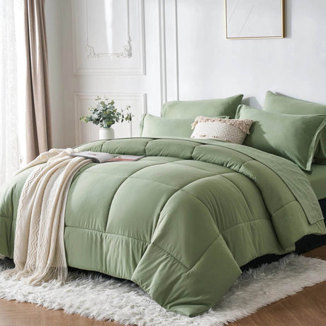 7-Piece Polyester Bedding Comforter Sheet Set - Sleep Galleria