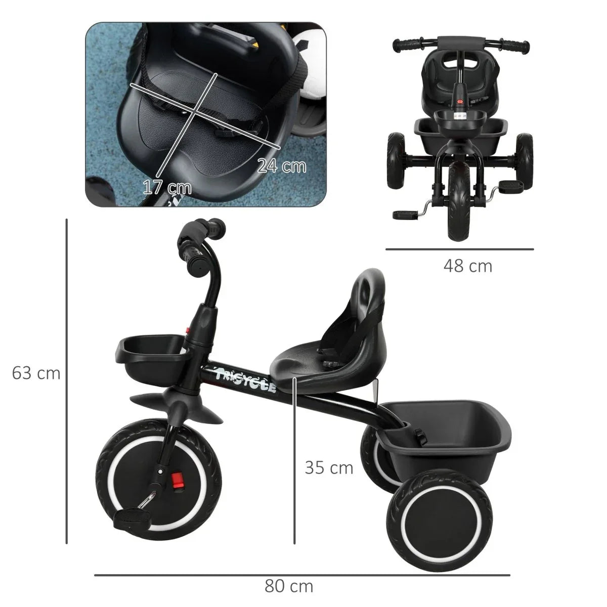 Adjustable Steel Frame Toddler Tricycle With Storage Basket - Omega Lifestyles