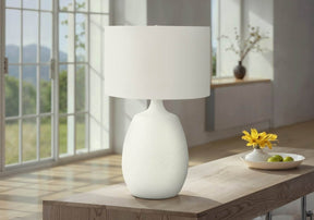 Contemporary Cream Resin Table Lamp With Ivory Shade - Omega Lifestyles