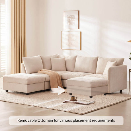 Contemporary L-Shaped 5-Seat Sectional Sofa - Sleep Galleria
