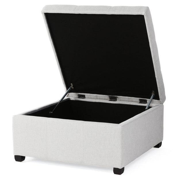 Contemporary Light Grey Fabric Storage Ottoman - Omega Lifestyles