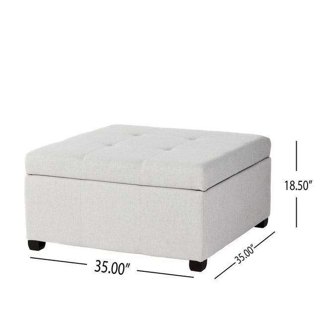 Contemporary Light Grey Fabric Storage Ottoman - Omega Lifestyles