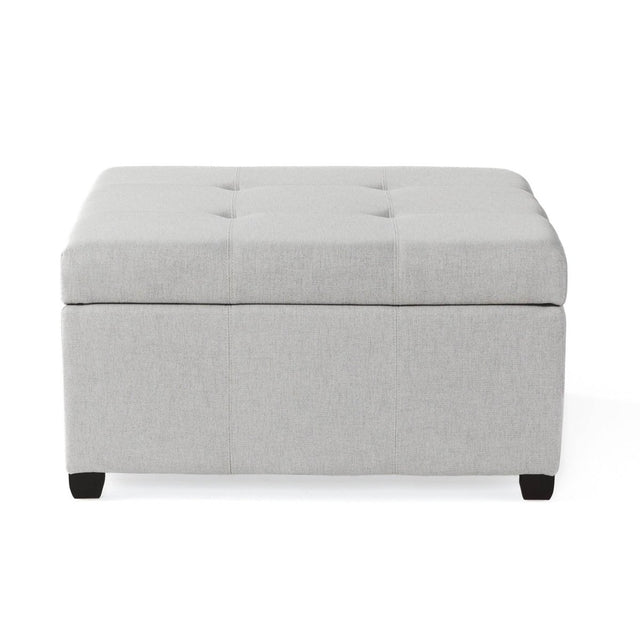 Contemporary Light Grey Fabric Storage Ottoman - Omega Lifestyles