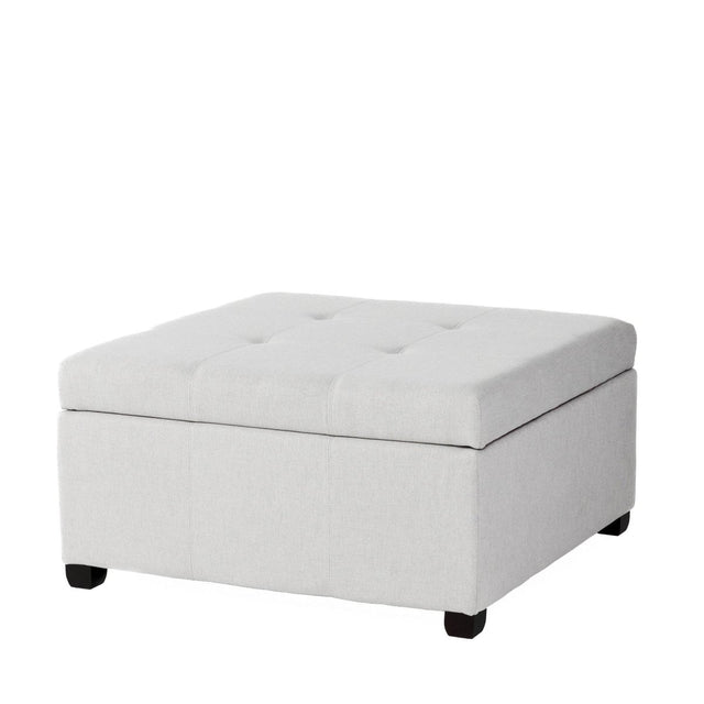 Contemporary Light Grey Fabric Storage Ottoman - Omega Lifestyles