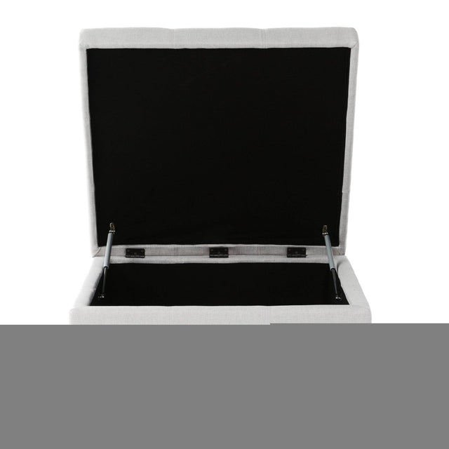 Contemporary Light Grey Fabric Storage Ottoman - Omega Lifestyles