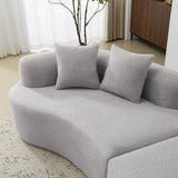 Curved Four-Seater Grey Teddy Velvet Foam Sofa - Omega Lifestyles