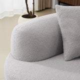 Curved Four-Seater Grey Teddy Velvet Foam Sofa - Omega Lifestyles