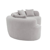 Curved Four-Seater Grey Teddy Velvet Foam Sofa - Omega Lifestyles