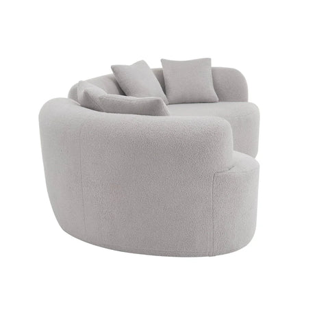 Curved Four-Seater Grey Teddy Velvet Foam Sofa - Omega Lifestyles
