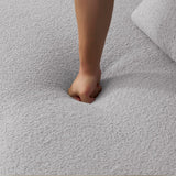 Curved Four-Seater Grey Teddy Velvet Foam Sofa - Omega Lifestyles