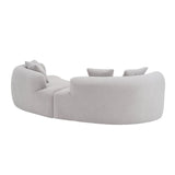 Curved Four-Seater Grey Teddy Velvet Foam Sofa - Omega Lifestyles