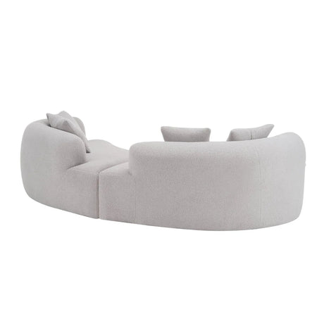 Curved Four-Seater Grey Teddy Velvet Foam Sofa - Omega Lifestyles