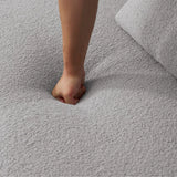 Curved Four-Seater Grey Teddy Velvet Foam Sofa - Omega Lifestyles