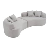 Curved Four-Seater Grey Teddy Velvet Foam Sofa - Omega Lifestyles