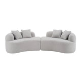 Curved Four-Seater Grey Teddy Velvet Foam Sofa - Omega Lifestyles