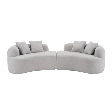 Curved Four-Seater Grey Teddy Velvet Foam Sofa - Omega Lifestyles