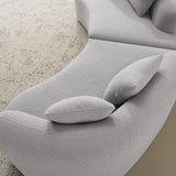 Curved Four-Seater Grey Teddy Velvet Foam Sofa - Omega Lifestyles