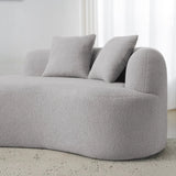 Curved Four-Seater Grey Teddy Velvet Foam Sofa - Omega Lifestyles