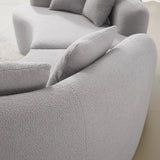 Curved Four-Seater Grey Teddy Velvet Foam Sofa - Omega Lifestyles
