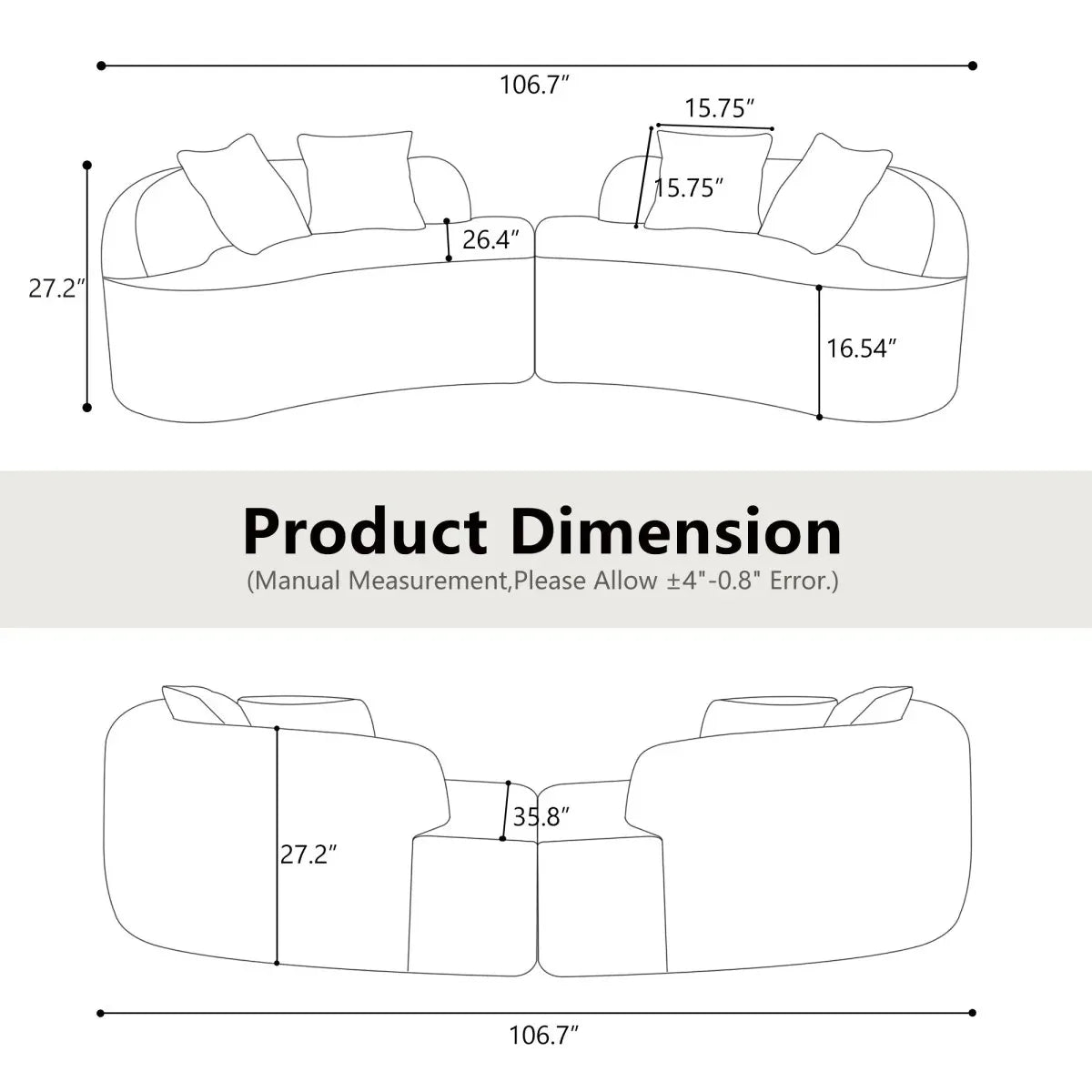 Curved Four-Seater Grey Teddy Velvet Foam Sofa - Omega Lifestyles
